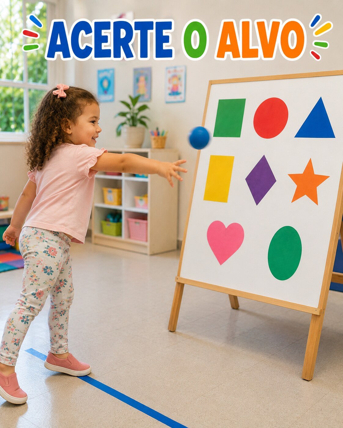 Menina utilizando o material gratuito Acerte o Alvo